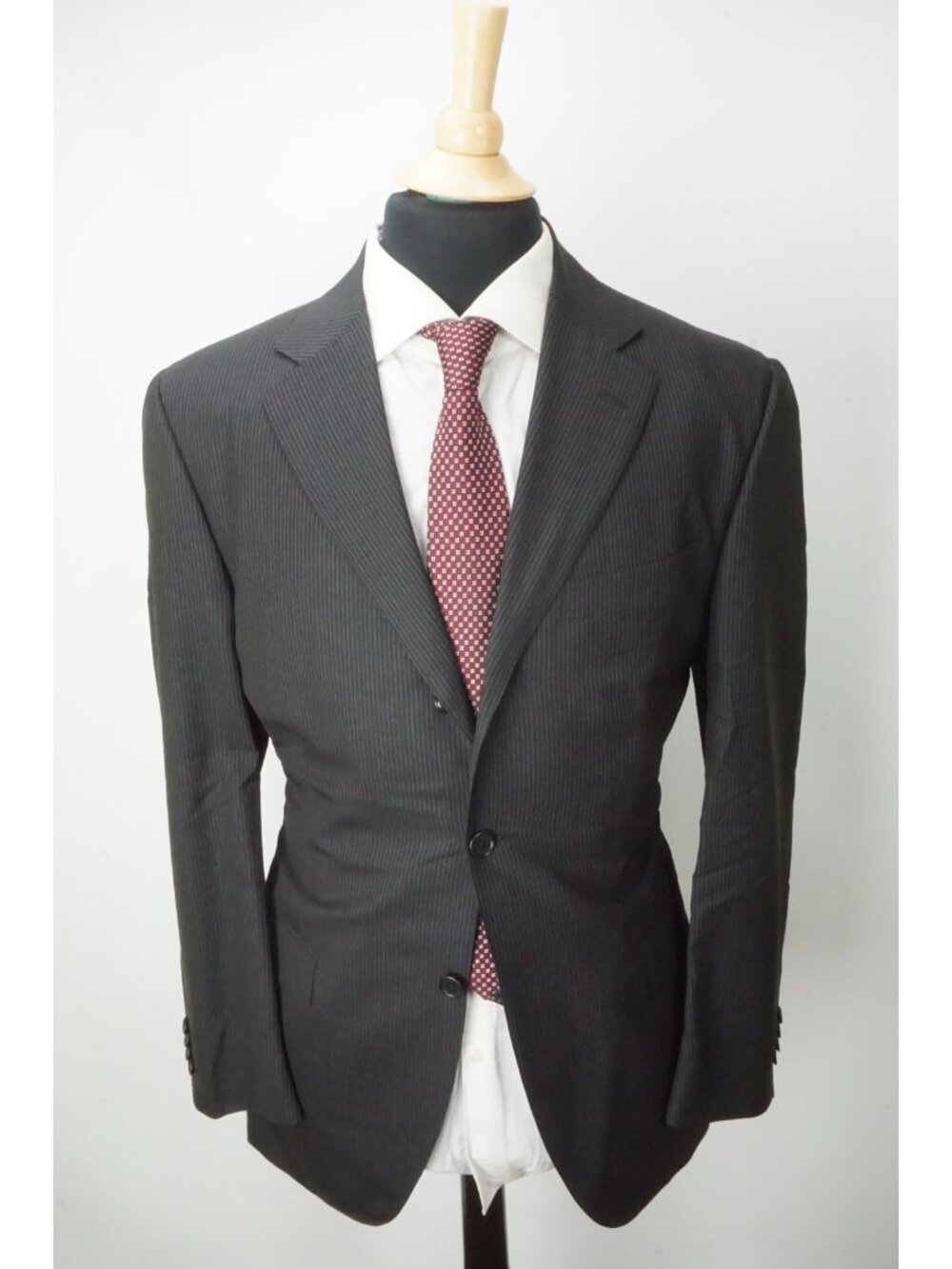 Gruppo Sartorial Charcoal Stripe Loro Piana S130s 2Pc Suit Jacket Pant 44R New - Picture 3 of 11